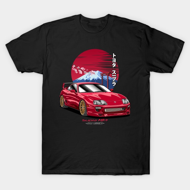 JDM Red Supra MK4 T-Shirt by Guyvit